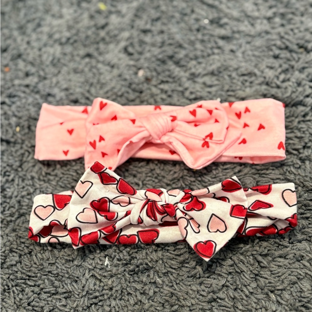 NWOT 2 Valentine’s Day themed baby headbands with bows
